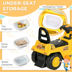 NO POWER 3 in 1 Ride On Toy Bulldozer Toddler Digger Excavator Scooter Storage Cart Toilet Pretend Play Construction Truck