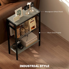 Three Shelf Industrial Side Table, Grey