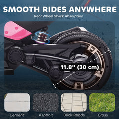 AIYAPLAY 12V Kids Electric Ride On Car with 3 Wheeler, MP3 Player, Horn, 2 Speeds, LED Lights for Boys & Girls Ages 3-8, Pink