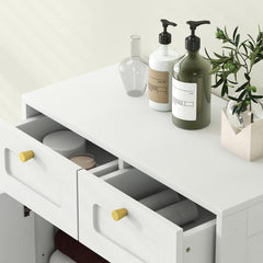 Fynco - Bathroom Floor Cabinet with 2 Drawers - White