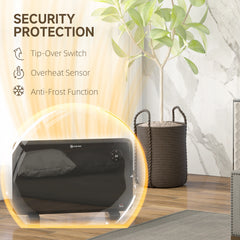 Fynco - 1.2kW Freestand/On-Wall Electric Convector Heater, with Adjustable Thermostat - Black