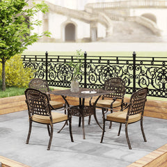 Five-Piece Cast Aluminium Garden Dining Set - Bronze Tone