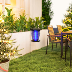 2-in-1 Electric Fly Zapper with UVA Light, Hanging Garden Lantern, Solar and USB-DC Rechargeable Insect Mosquito Bug Zapper, Fly Killer for Indoor and Outdoor Use, Black