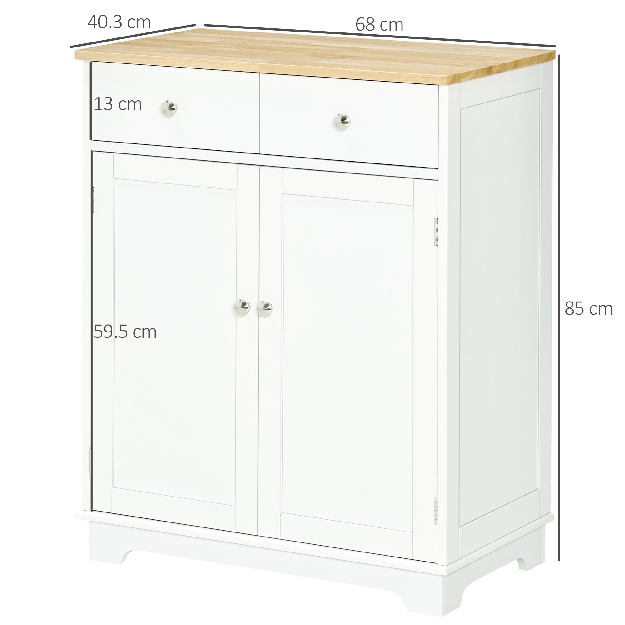 Kitchen Floor Cabinet Side Storage Cupboard Multi-use Sideboard Table with Solid Wood Top, Adjustable Shelf,Drawer for Dining Room, Living Room,Hallway