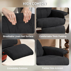 Fynco - Reclining Swivel Chair, with Footrest - Black