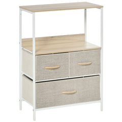 3 Drawer Storage Chest Unit Home Cabinet w/ Shelves Home Living Room Bedroom Entryway Living Furniture, Light Grey