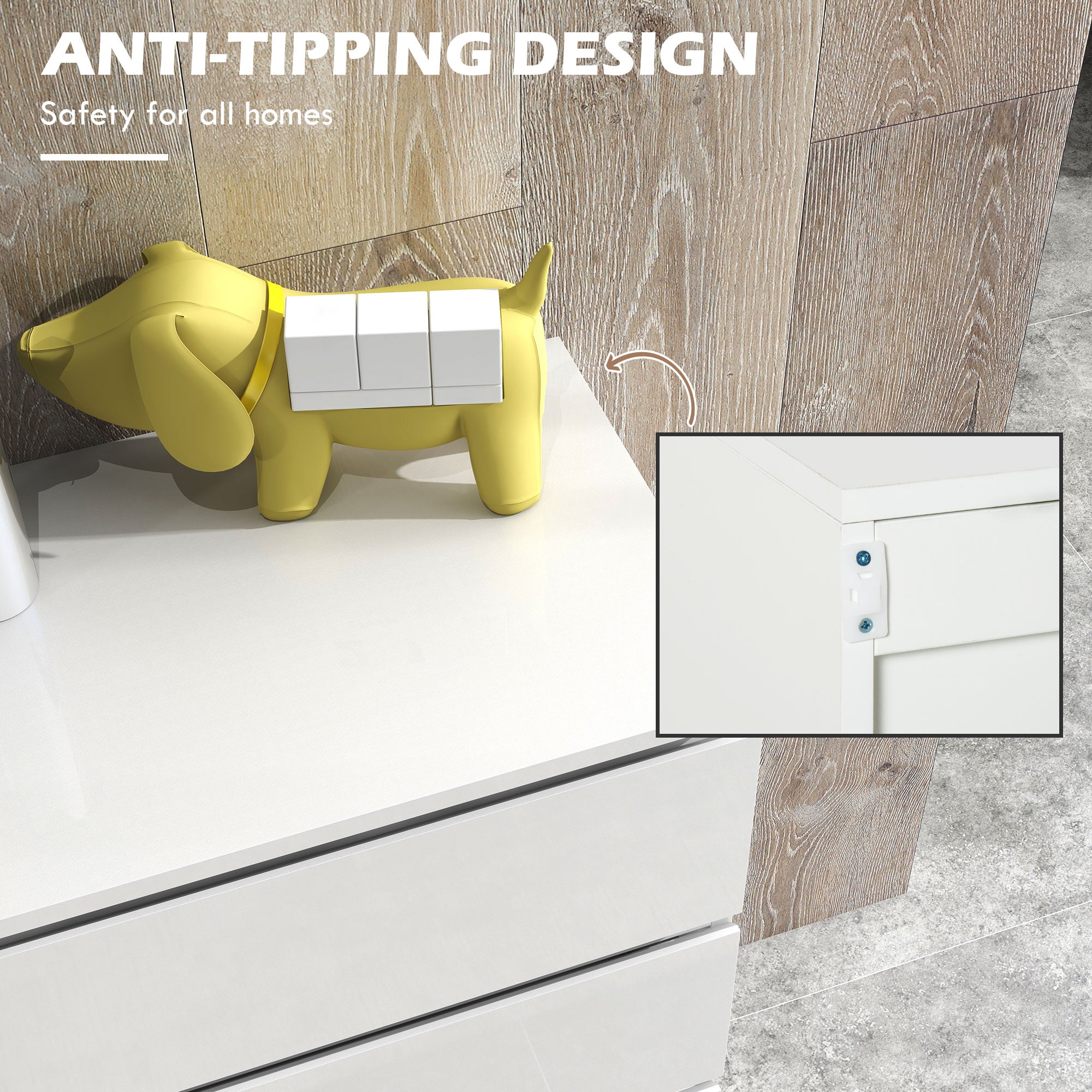 High Gloss Chest of Drawers, 4-Drawer Storage Cabinets, Modern Dresser for Bedroom, White