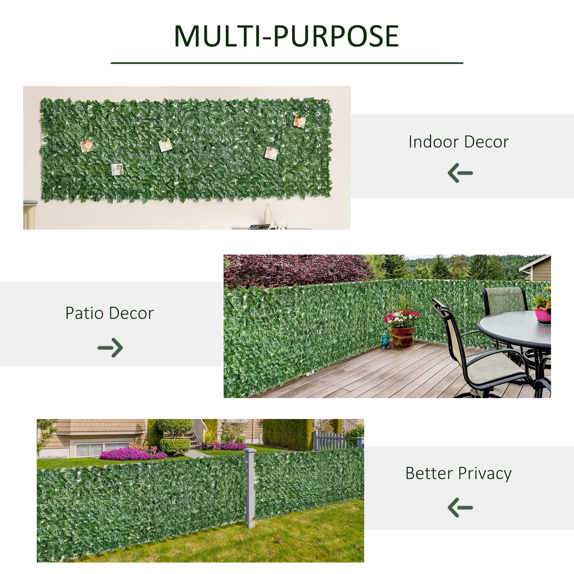 1-Piece Artificial Leaf Hedge Screen Privacy Fence Panel for Garden Outdoor Indoor Decor, Dark Green, 3M x 1M