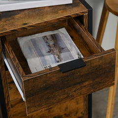 Bedroom Chest of Drawers Set of 2, Industrial 3-Drawer Dresser, Storage Drawers Unit with Metal Frame for Living Room, Rustic Brown