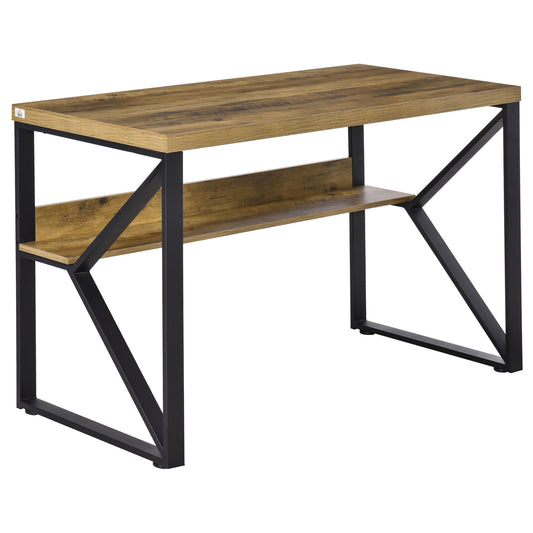 Fynco - Computer Desk Writing Desk Home Office PC Laptop Workstation with Storage Shelf 120 x 60 x 76cm Black Brown Wood Effect