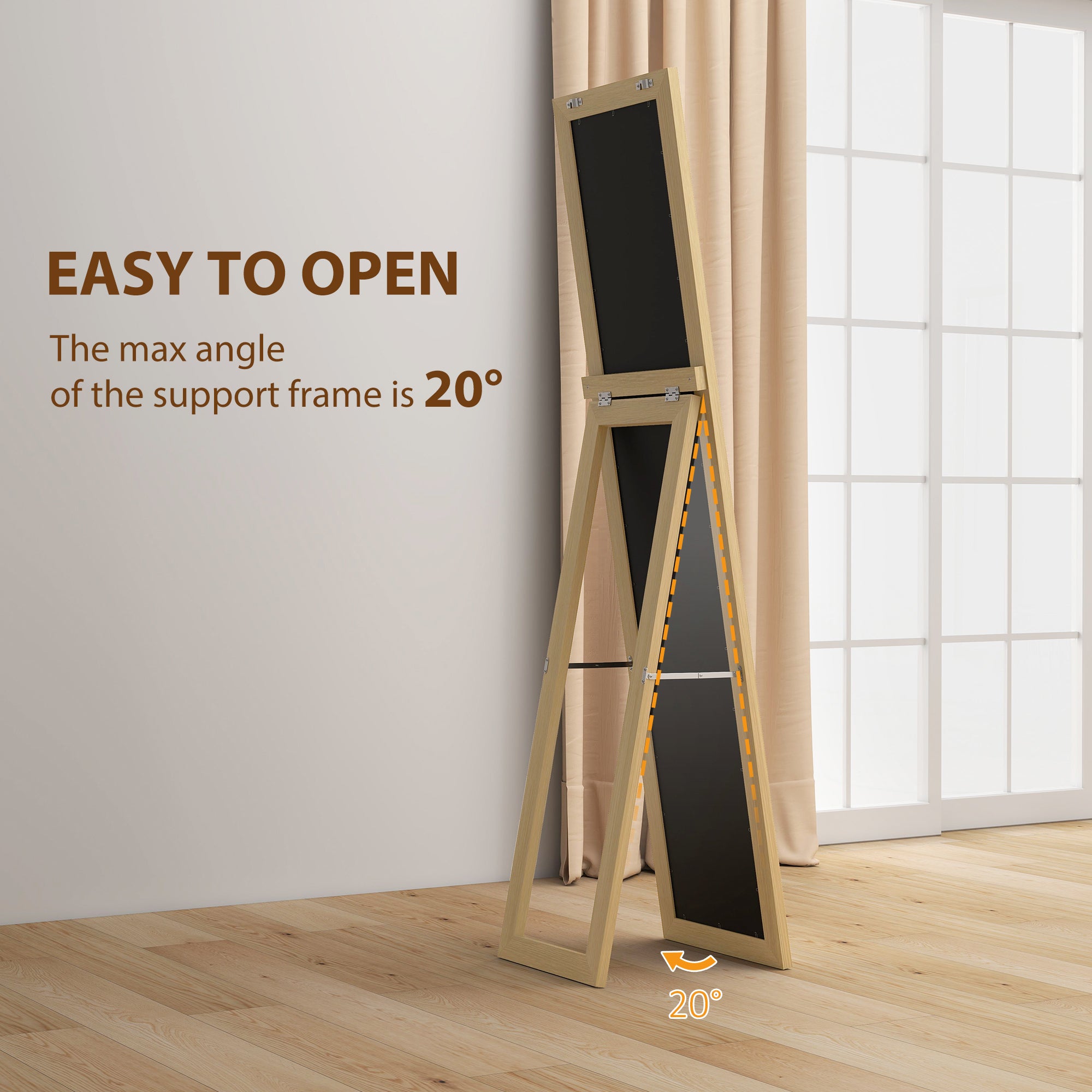 Fynco - 37 x 157 cm Full Length Mirror - Natural