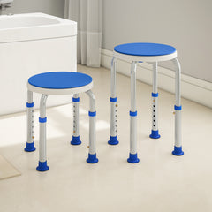 Fynco - 360° Swivel Shower Chair, Height Adjustable Aluminium Shower Stool with Non-Slip Feet for Disabled, Elderly, Blue