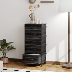 Chest of Five Fabric Drawers - Black