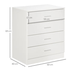 Chest of Drawers, 4 Drawers Storage Cabinet with Metal Rails, Anti-Tip for Playroom, Nursery Room, Hallway, etc