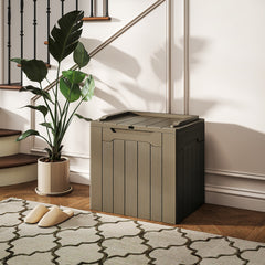 107 L Plastic Storage Chest with Lid - Dark Brown