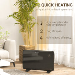 Fynco - 1.2kW Freestand/On-Wall Electric Convector Heater, with Adjustable Thermostat - Black