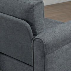 Vintage Accent Chair, Upholstered Occasional Chair with Back Pillow, Rolled Arms, Rubber Wood Legs, Grey