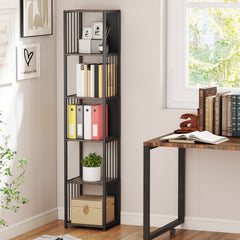 Fynco - 5-Tier Bookshelf with Steel Frame - Grey