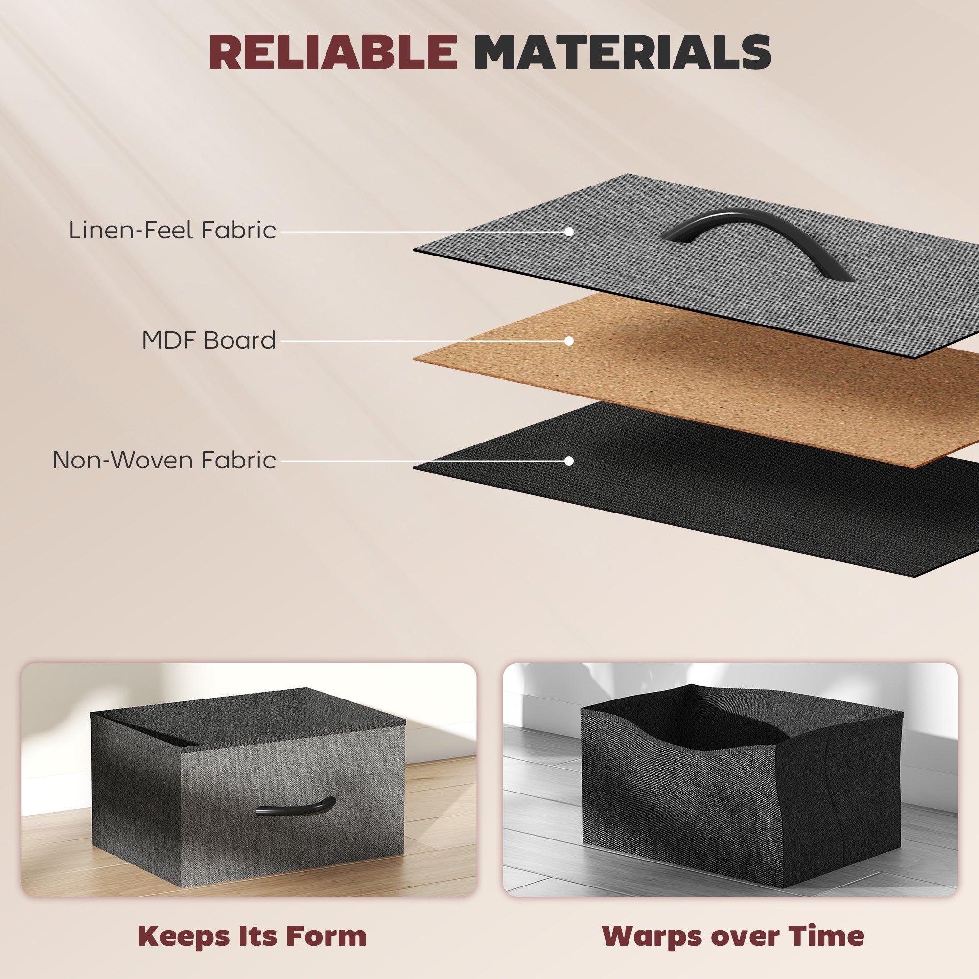 Chest of Eight Fabric Drawers - Charcoal Grey