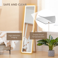 Full Length Mirror, with Adjustable Outer Light, Oak