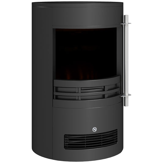 Fynco - 1000W/2000W Freestanding Electric Fireplace, Indoor Heater Fire Stove with Log Burner Effect Flame, Thermostat Control