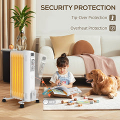 1.5kW Seven Fin Oil-Filled Radiator - White