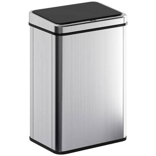 Fynco - 40L Sensor Bin with Quiet Soft-Close Lid, Automatic Touchless Motion Sensor Kitchen Bin with Fingerprint Resistant Stainless Steel for Hygienic Gyms, Home Office Use, Silver Tone