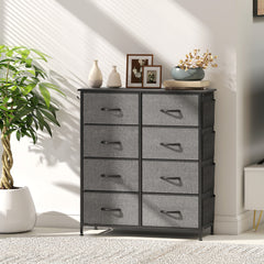 Chest of Eight Fabric Drawers - Charcoal Grey
