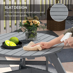 6 Seater Wooden Picnic Table and Garden Benches Set, Round Garden Dining Set with 3 Benches and Umbrella Hole Outdoor Garden Park, Grey