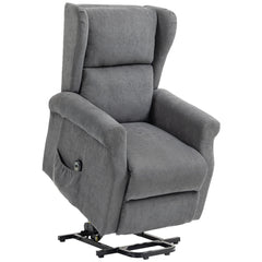 Fynco - Power Lift Recliner Armchair, Electric Lift Chair for Elderly, Fabric Riser and Reclining Chair with Remote Control, Side Pockets, Extended Footrest, for Living Room, Charcoal Grey