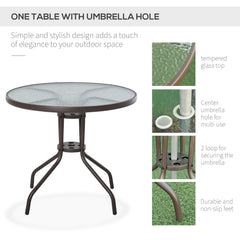 Garden Patio Texteline Folding Chairs Plus Table and Parasol Furniture Bistro Set 6 Pieces - Coffee/Cream