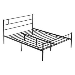 King Metal Bed Frame Solid Bedstead Base with Headboard and Footboard, Metal Slat Support and Underbed Storage Space, Bedroom Furniture, Black