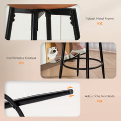 Set of Two Faux Leather Bar Stools - Brown/Black