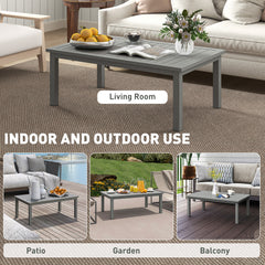 100cm x 60cm Aluminium Outdoor Coffee Table - Grey