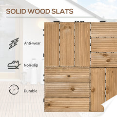 27 Pcs Wooden Interlocking Decking Tiles, Outdoor Flooring Tiles for Patio, Balcony, Terrace, Hot Tub, 30 x 30 cm per Piece, 2.5㎡ per Pack, Brown