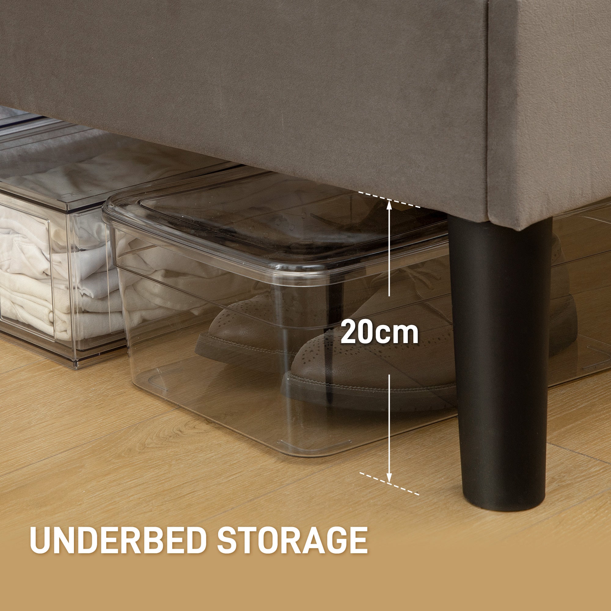 King Size Bed Frame, with Velvet-Feel Headboard - Grey