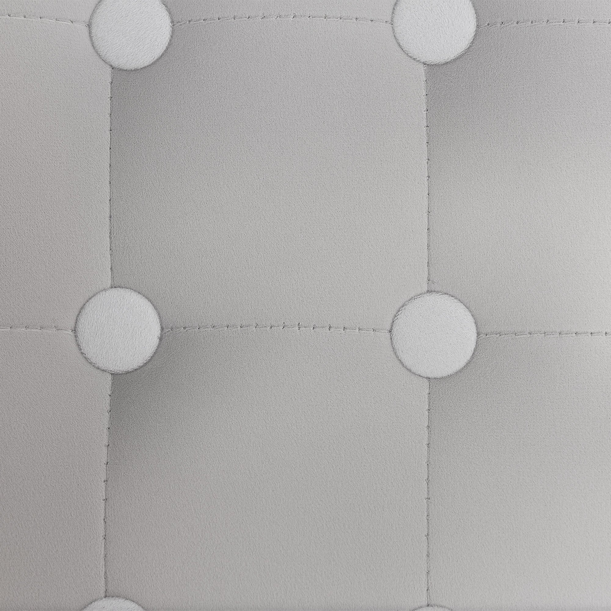 Velvet-Feel Square Ottoman - Light Grey