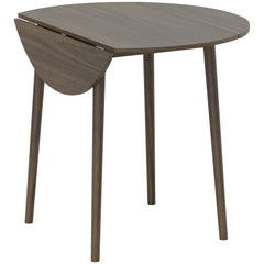 Folding Dining Table for 4, Round Drop Leaf Table, Modern Space Saving Small Kitchen Table with Wood Legs for Dining Room, Grey
