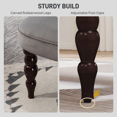 Fynco - Velvet 2 Seater Sofa, Button Tufted Wingback Loveseat with Rubber Wood Legs for Living Room, Bedroom, Charcoal Grey