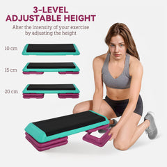 3-Level Aerobic Step 10/15/20cm Steppers for Exercise Workout w/ Non-Slip Top Compact Stepper Home Office Indoor Outdoor Fitness Equipment