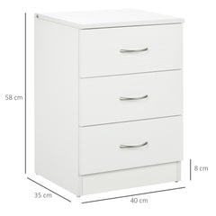 Three-Drawer Simple Bedside Table - White