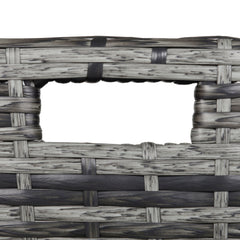 10 Seater Rattan Cube Garden Furniture Set with Parasol Hole, Rattan Dining Set with Cushions, Outdoor Dining Table and Chairs with Rectangular Glass Top Table for Patio, Mixed Grey