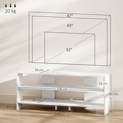 Corner TV Stand with 2 Open Shelves for 47 Inch TV - White