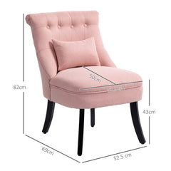 Fabric Single Sofa Dining Chair Tub Chair Upholstered W/ Pillow Solid Wood Leg Home Living Room Furniture Pink