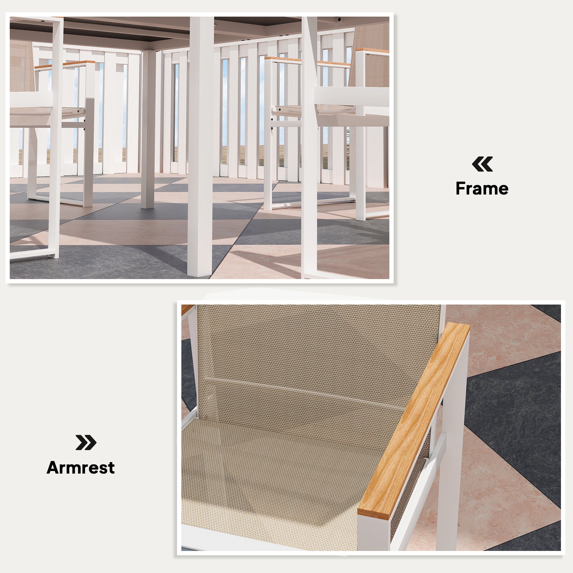 5 Piece Garden Furniture Set with 4 Armchairs and Tempered Glass Table Top, for Deck, Balcony