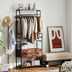 Fynco - 6-in-1 Industrial-Style Hallway Organiser - Brown/Black