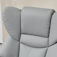 360° Swivel Recliner Chair with Footstool, PU Leather Manual Recliner Armchair with Solid Wood Base, Upholstered Reclining Chair for Living Room, Bedroom, Office, Light Grey