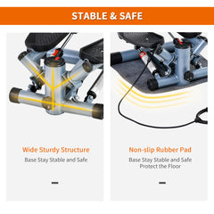 Mini Stepper Step Machine with Resistance Bands and Cushion Mat for Leg Arm Full Body Training Fitness Stair Stepper