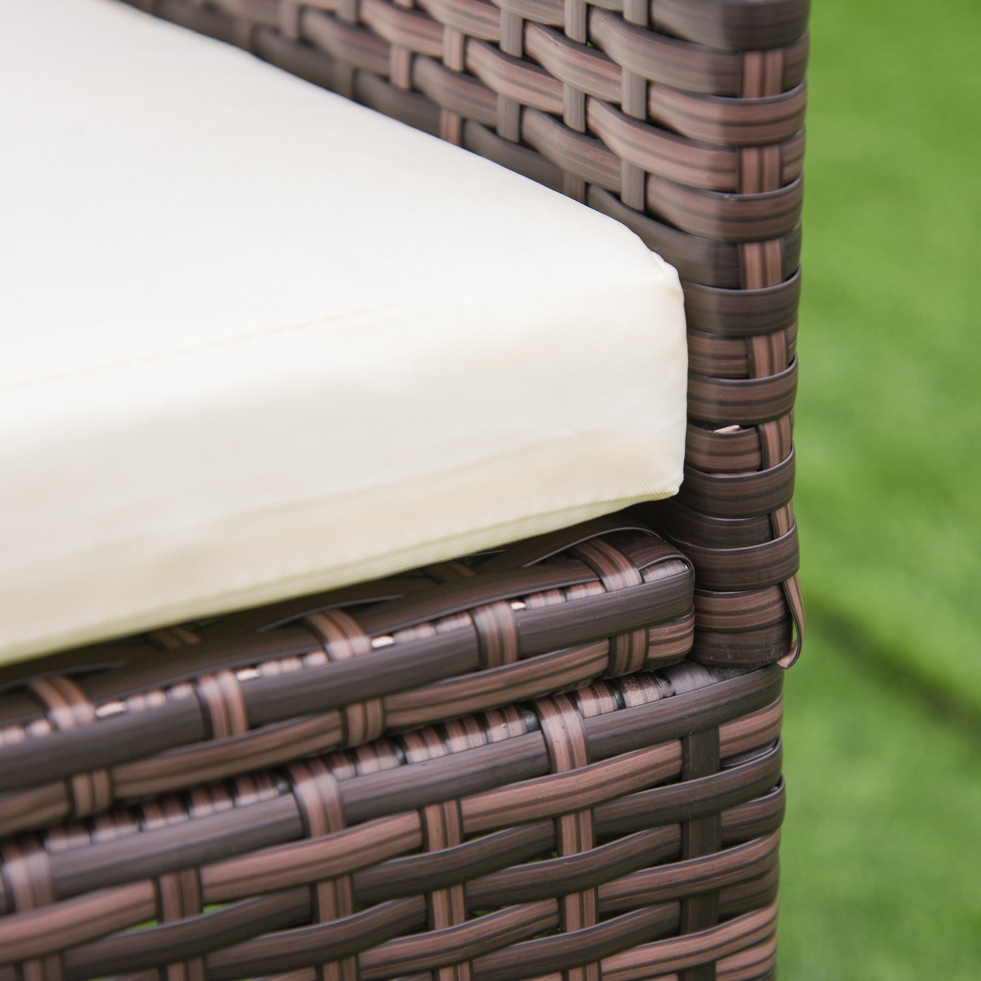 2 PC Outdoor Rattan Armchair Dining Chair Garden Patio Furniture w/ Armrests Cushions Mixed Brown