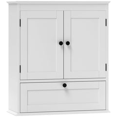 Fynco - Bathroom Wall Cabinet with Adjustable Shelf and Recessed Doors, White